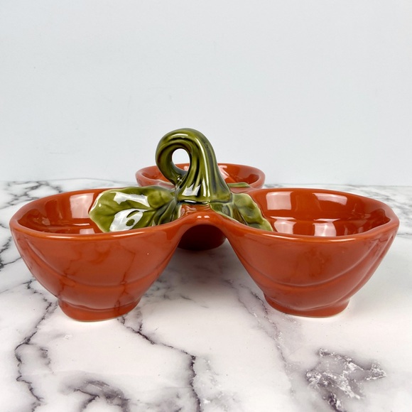 Better Homes and Gardens Pumpkin Three Dip Plate
